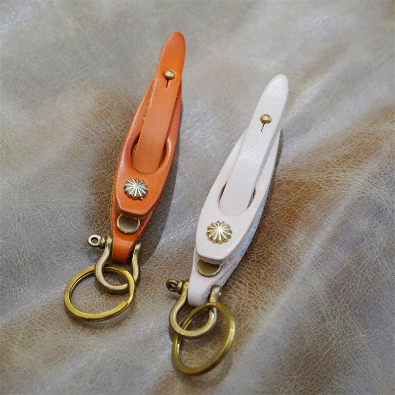 Wholesale Simple First Layer Cowhide Keychain